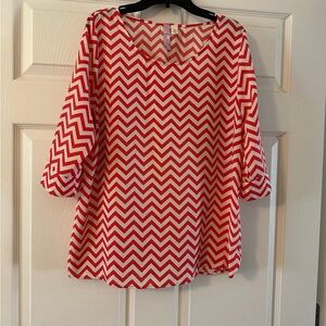 LPA coral and White Chevron Top
